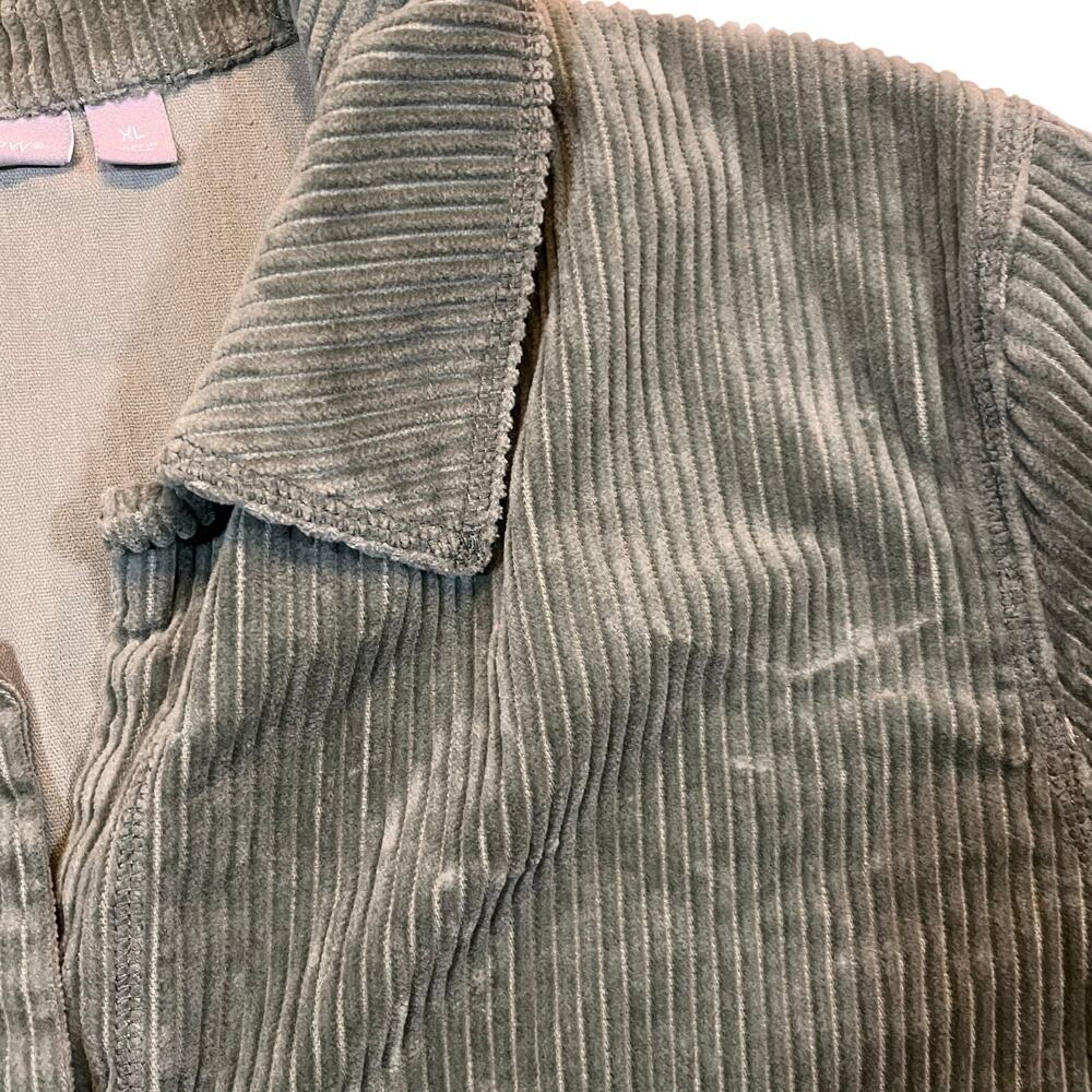 Croft & Borrow Womens XL Comfort‎ Green Corduroy Button Down Shirt Top